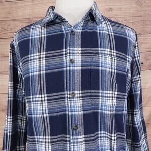 Eddie Bauer Shirt Mens 2XL Blue Plaid Flannel Long Sleeve‎ Button Up Casual